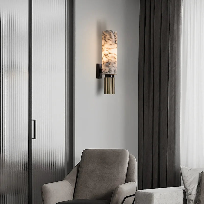 Aplique de Pared de Mármol LuxeMarble para Iluminación Elegante en Dormitorio y Salón – Luz Suave y Acogedora 5