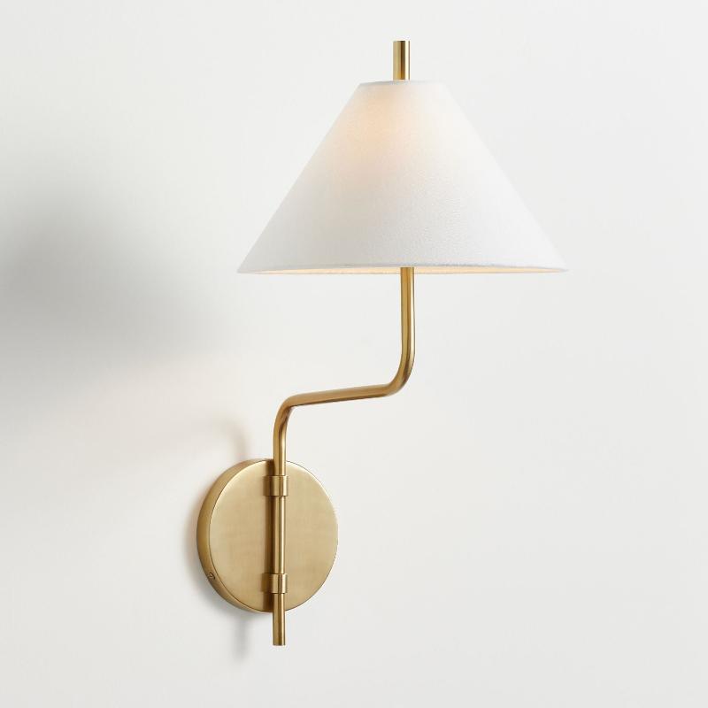 Aplique de Pared de Metal Dorado con Pantalla de Lino - Diseño Elegante para Dormitorio y Espacios Modernos 8
