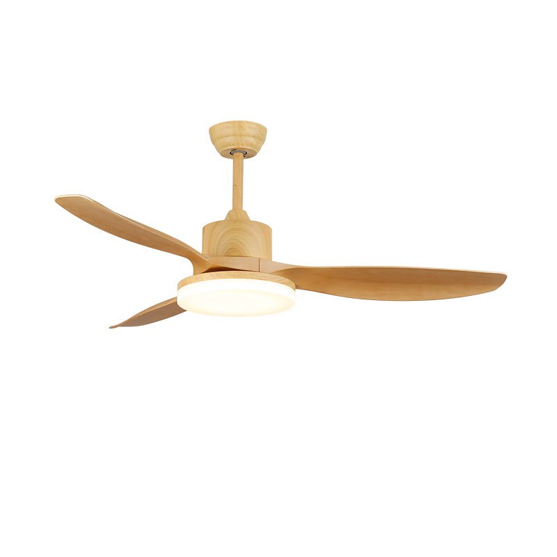 Ventilador de techo con luz Fresnia – madera natural, 3 aspas anchas