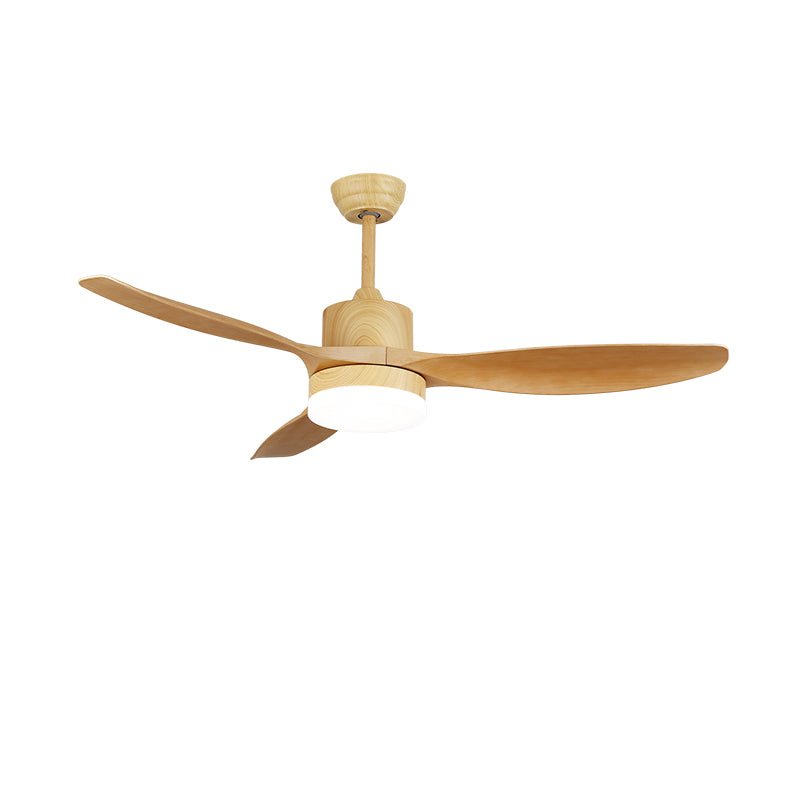 Ventilador de techo con luz Fresnia – madera natural, 3 aspas finas