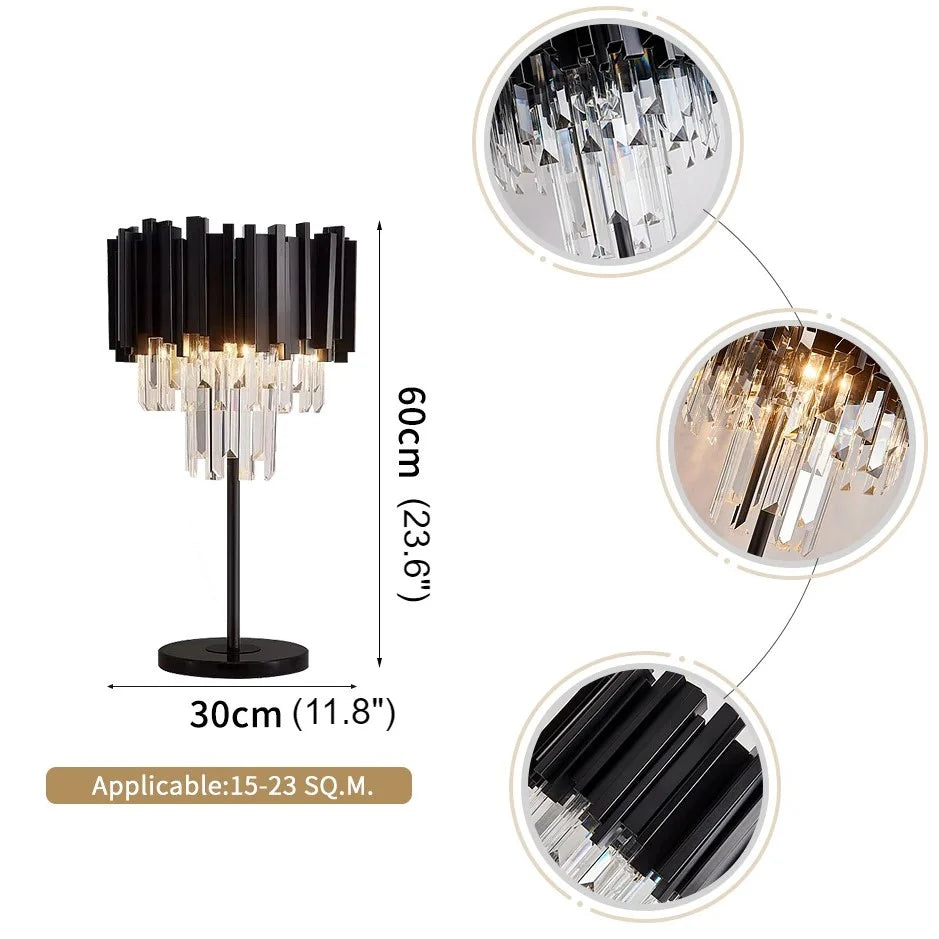 Lámpara de mesa art déco Zafrena – medidas de 30 × 60 cm