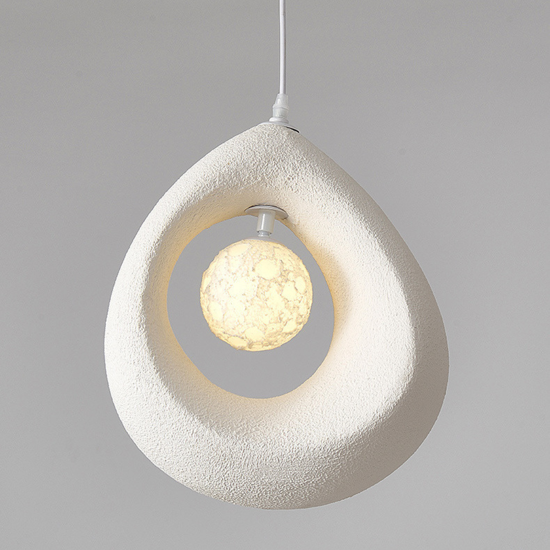 Noya - Lámpara Colgante Moderna Wabi Sabi de Poliestireno – Diseño Natural para Iluminación de Techo en Espacios Elegantes
