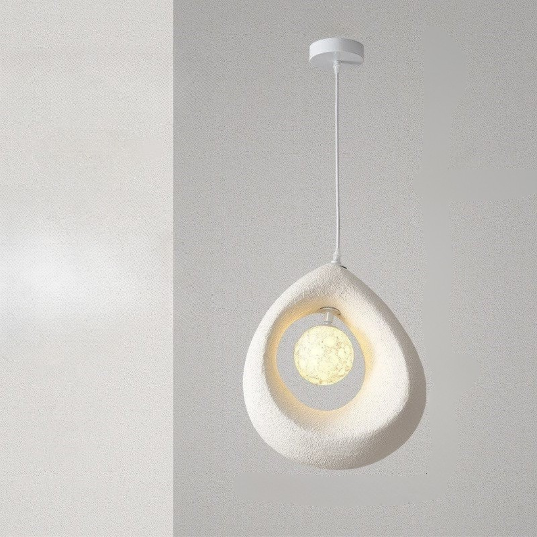 Noya - Lámpara Colgante Moderna Wabi Sabi de Poliestireno – Diseño Natural para Iluminación de Techo en Espacios Elegantes