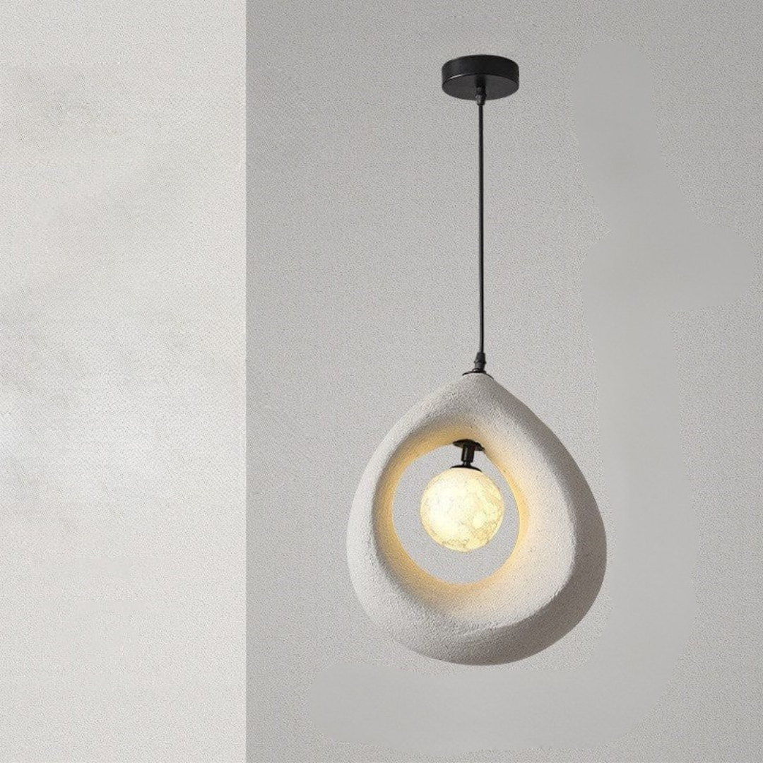Noya - Lámpara Colgante Moderna Wabi Sabi de Poliestireno – Diseño Natural para Iluminación de Techo en Espacios Elegantes
