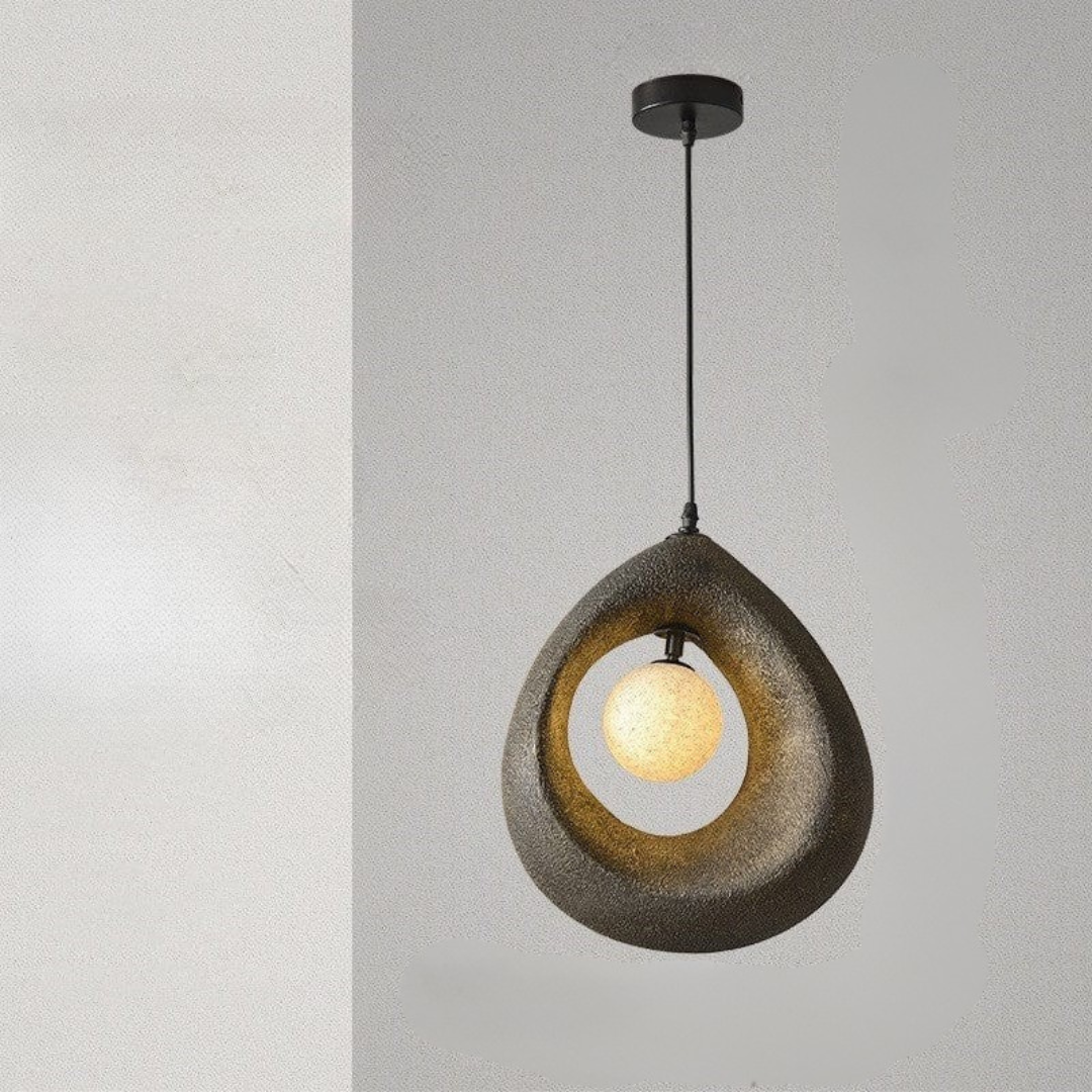 Noya - Lámpara Colgante Moderna Wabi Sabi de Poliestireno – Diseño Natural para Iluminación de Techo en Espacios Elegantes