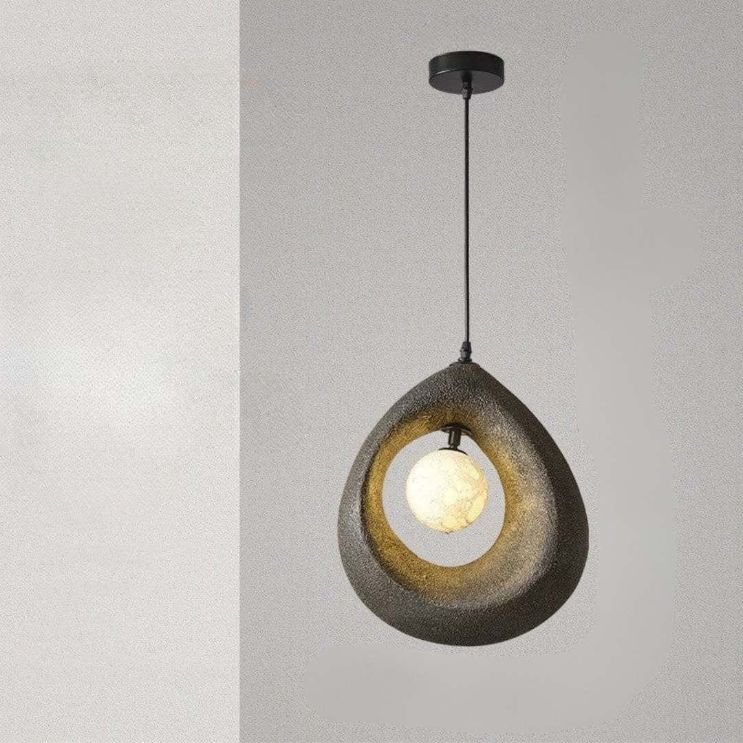 Noya - Lámpara Colgante Moderna Wabi Sabi de Poliestireno – Diseño Natural para Iluminación de Techo en Espacios Elegantes