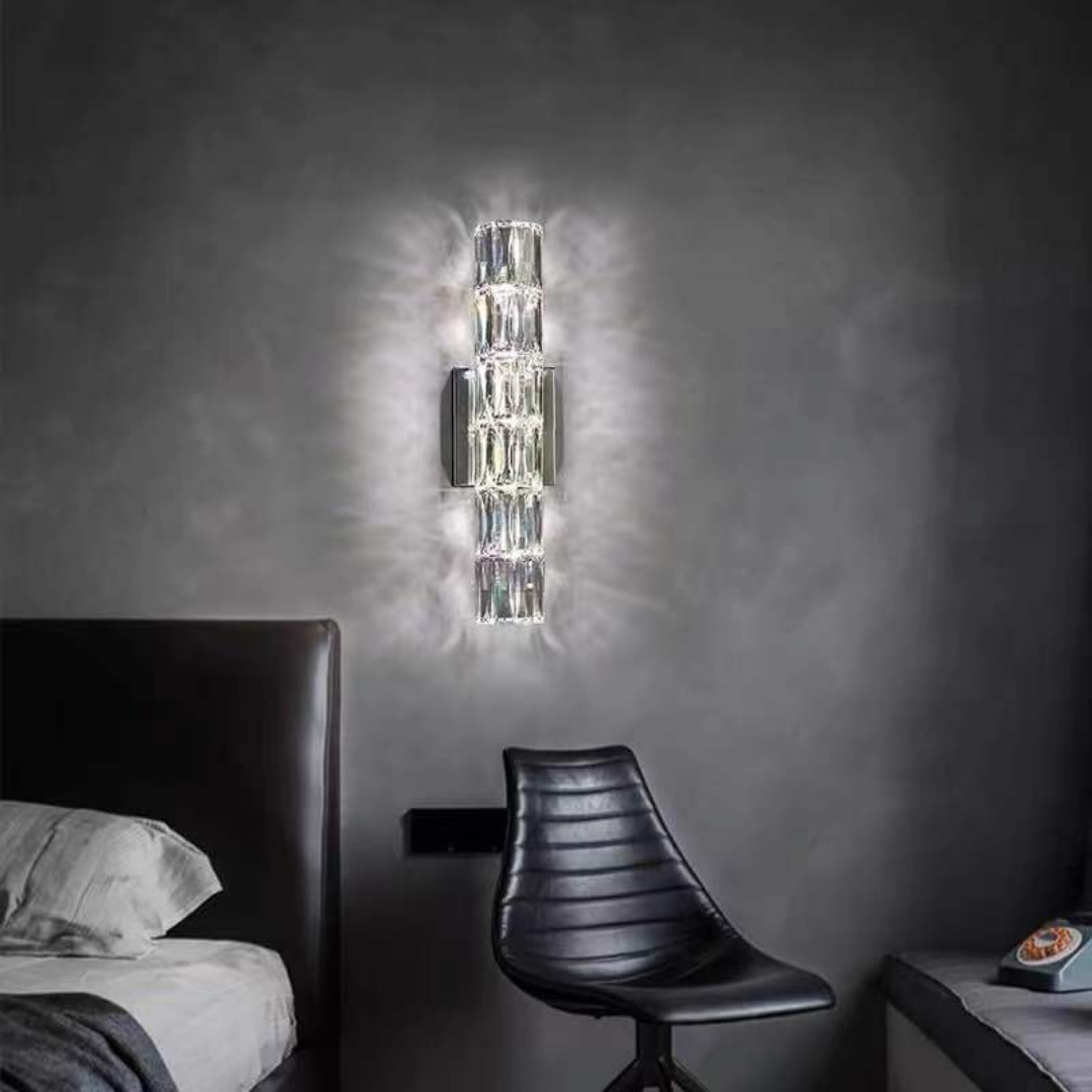 Fyvela - Lámpara de Pared Larga de Cristal para Dormitorio Elegante - Iluminación Suave y Agradable, Diseño Sofisticado