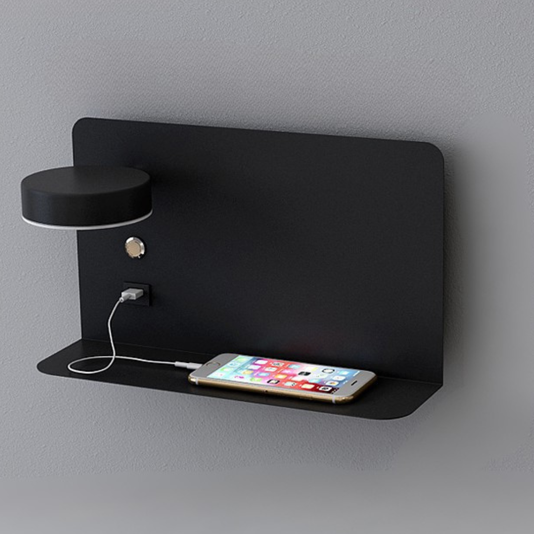 Lumesa - Lámpara de Pared Minimalista - Diseño Elegante y Funcional - Lámpara de Noche Hotel - Cargador de Teléfono USB