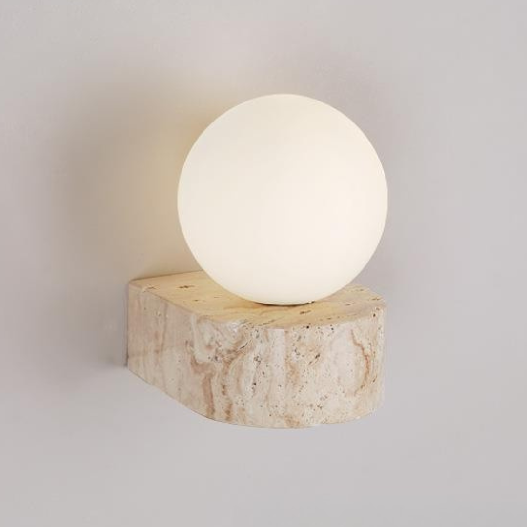 Lunara - Lámpara de Pared LED en Piedra Natural y Vidrio