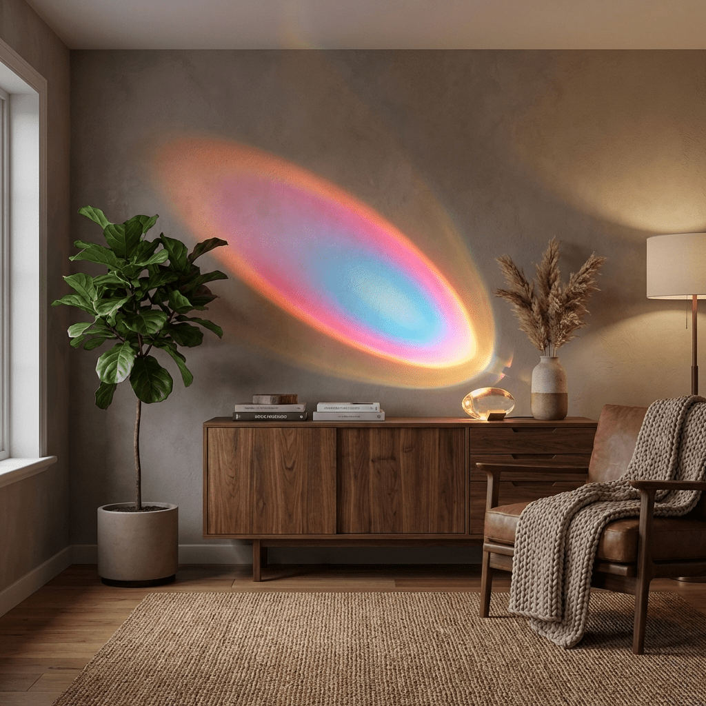 Lámpara de mesa de cristal Ocasa proyectando luz en un salón – imagen 9
