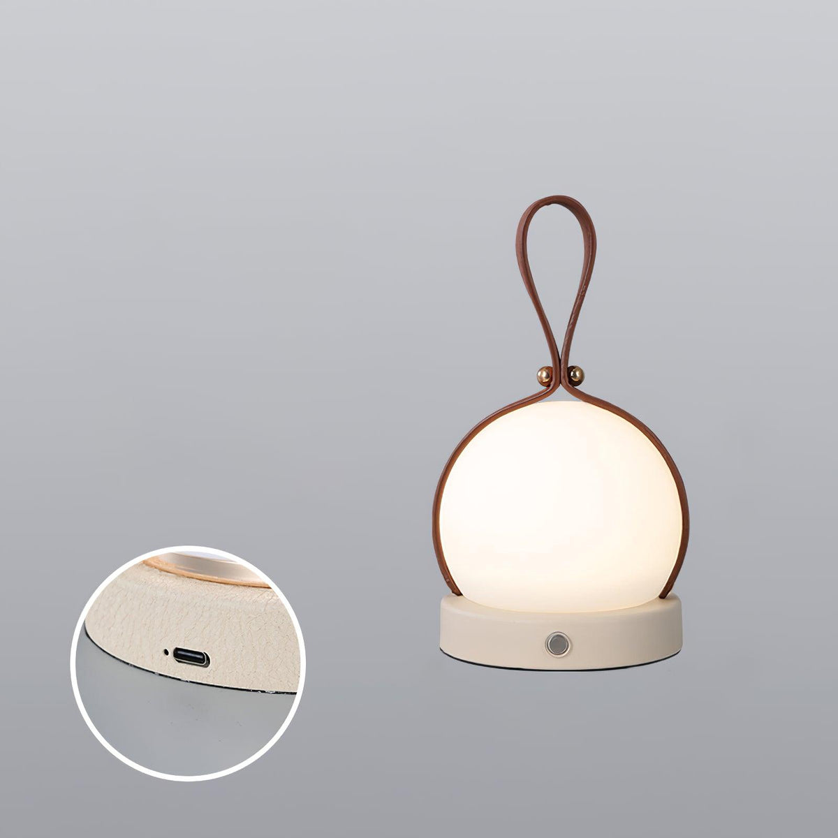 Lámpara de mesa recargable Farela – base blanca