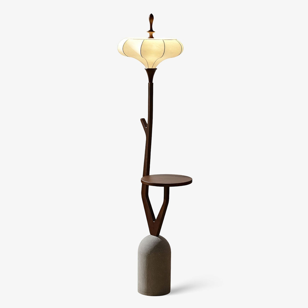 Lámpara de pie de madera con bandeja Ulmea – vista principal