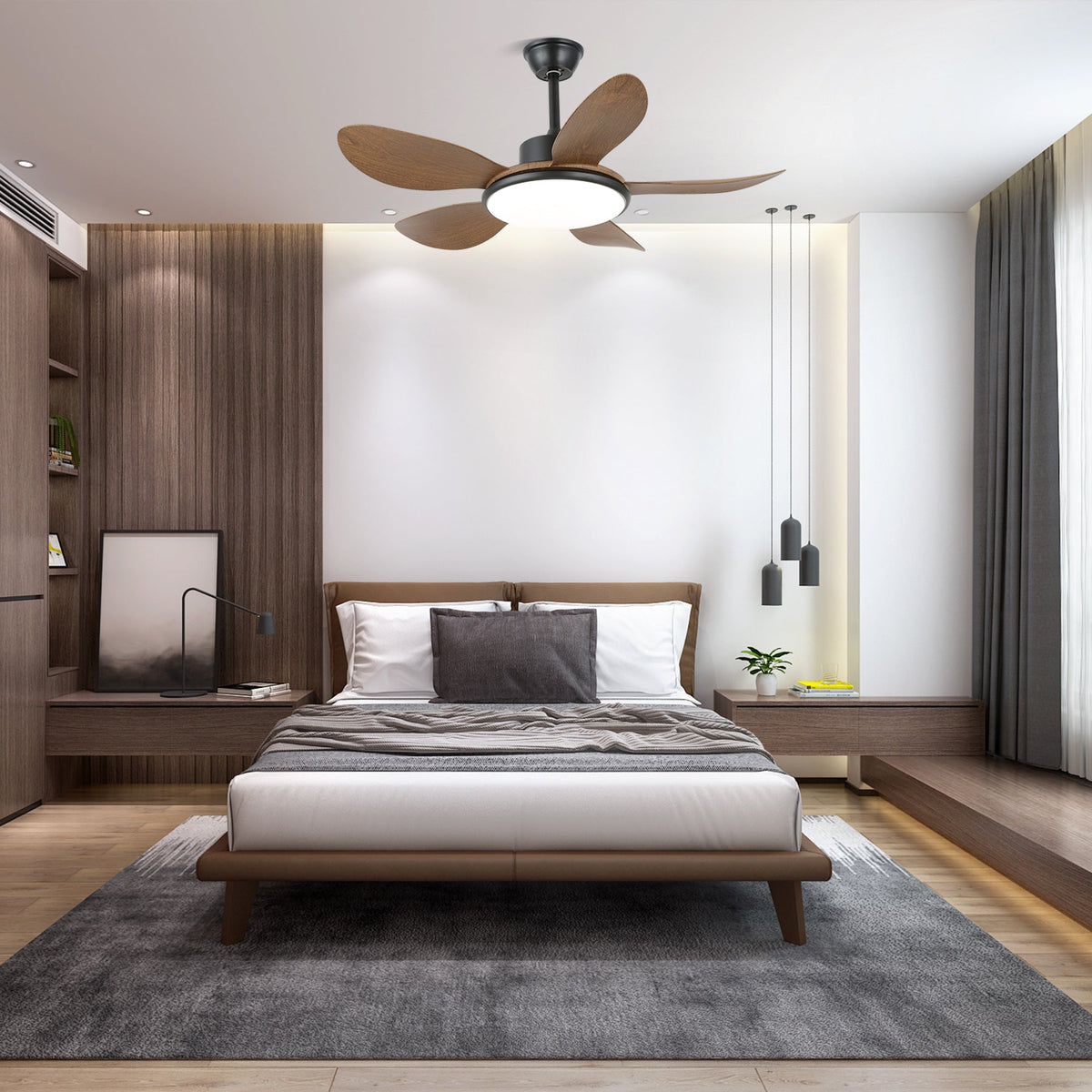Ventilador de techo con luz Calmira en un salón contemporáneo – imagen 5