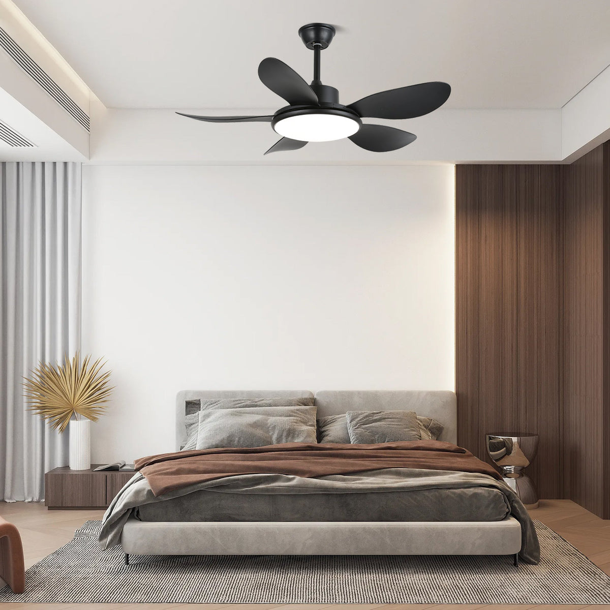 Ventilador de techo con luz Calmira en un salón contemporáneo – imagen 4