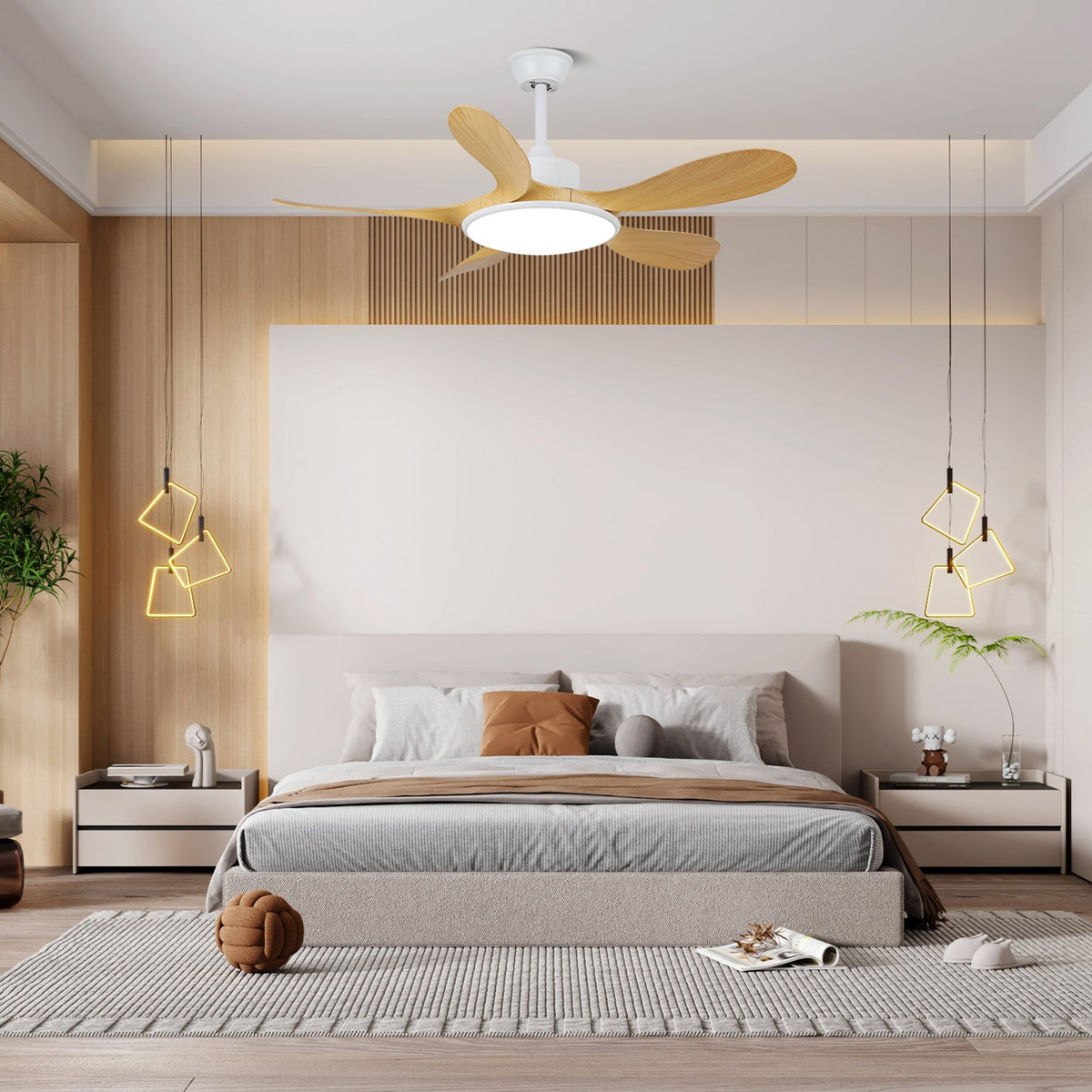 Ventilador de techo con luz Calmira en un salón contemporáneo – imagen 7