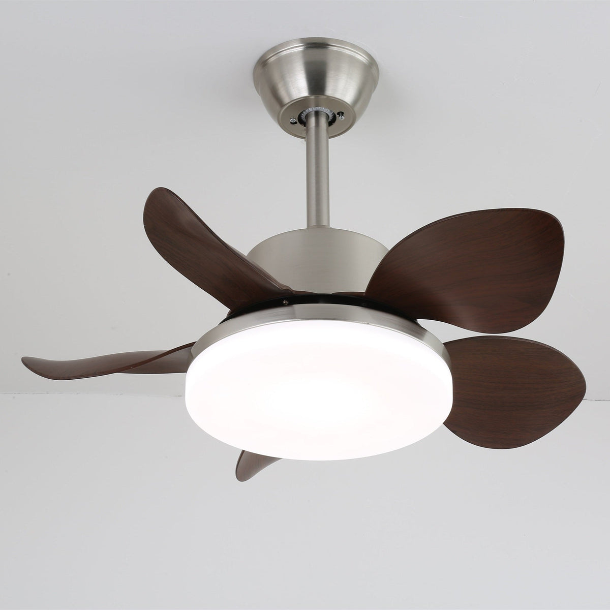 Ventilador de techo con luz Bosca en un dormitorio cálido – imagen 15