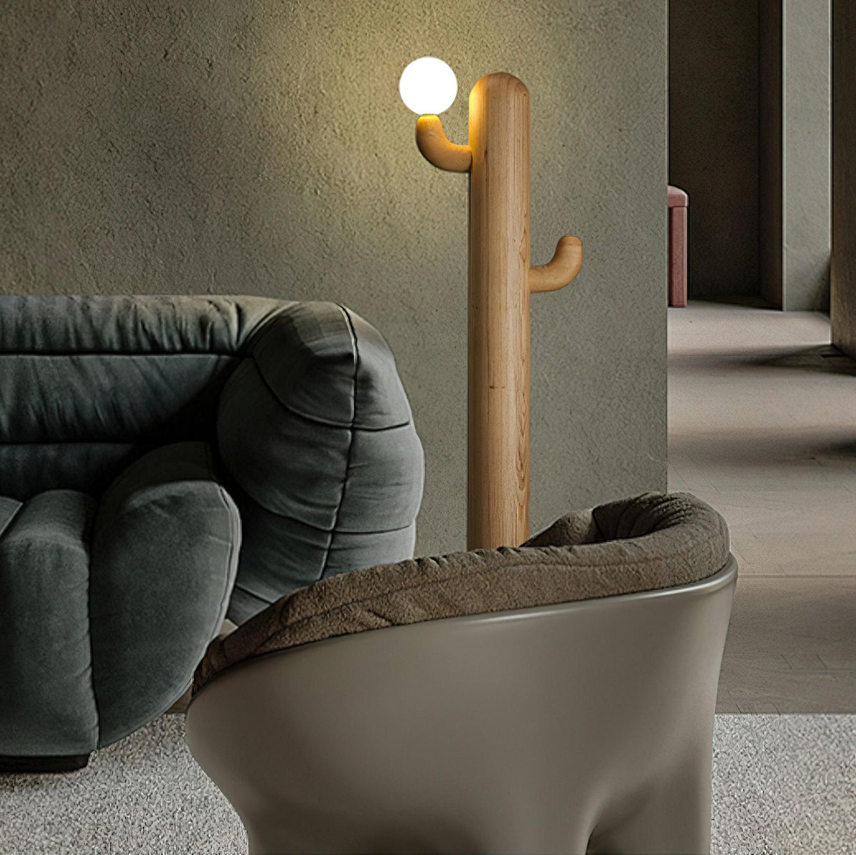 Lámpara de pie cactus Saguela en un salón acogedor – imagen 20