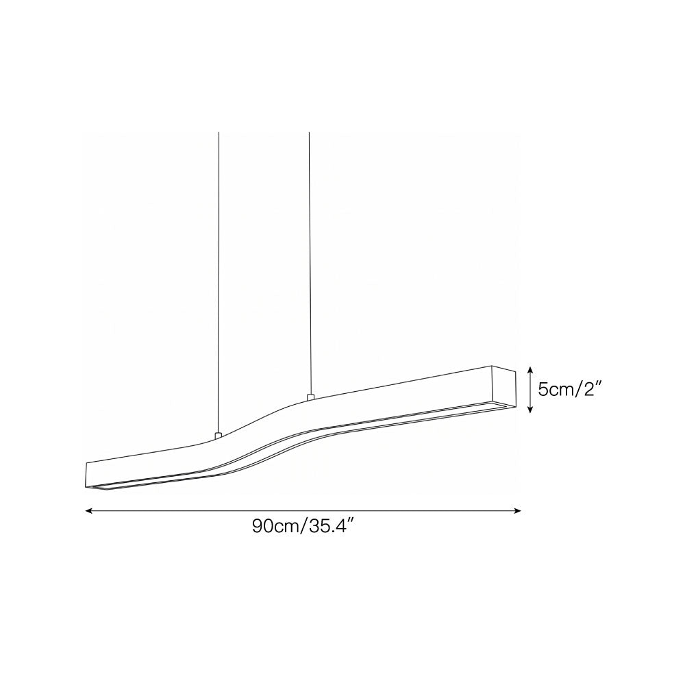 Lámpara colgante lineal LED Brisaro – esquema con medidas