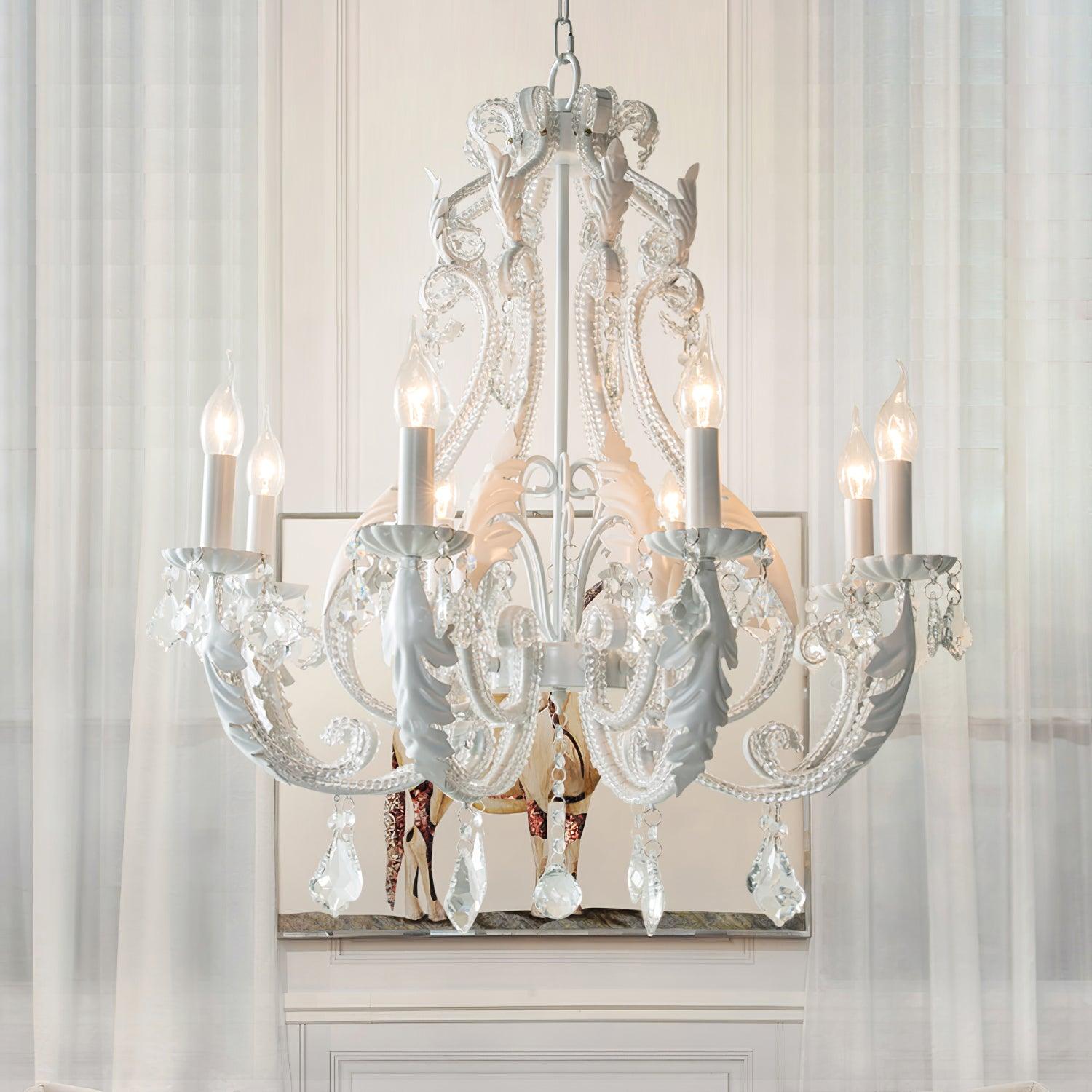 Candelabro de Techo de Cristal Vintage con 5 a 8 Luces para Interiores – Elegante Lámpara de Metal y Cristal 2