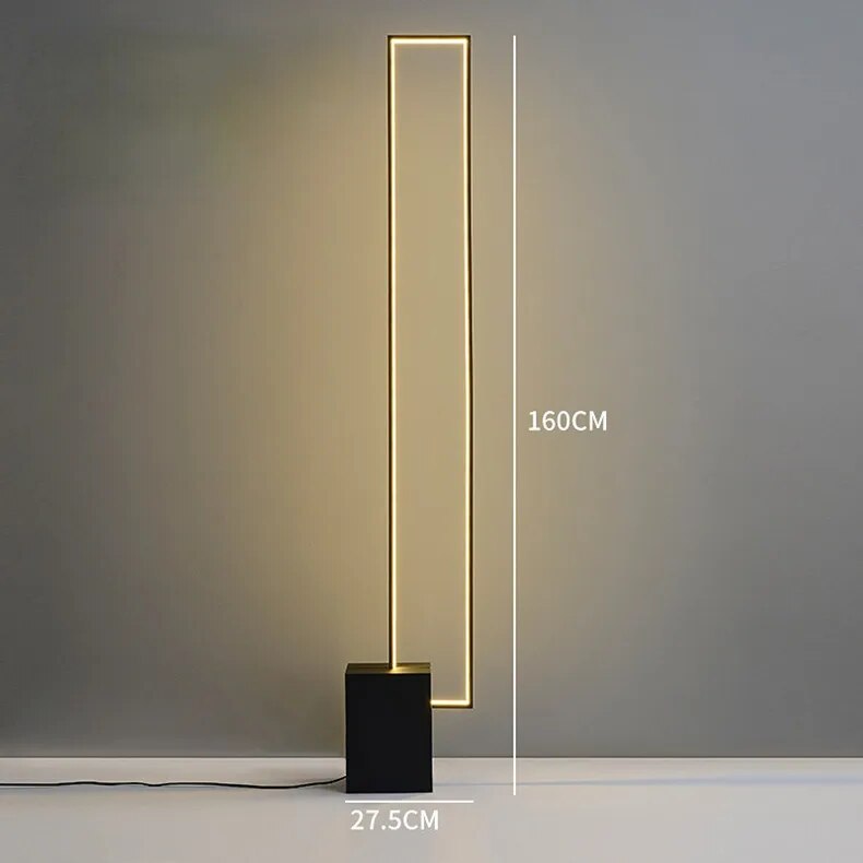 Lámpara de pie LED rectangular Tevaro – medidas de la versión de 160 cm