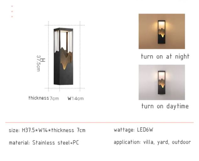 Aplique de pared exterior Negala – medidas del modelo de 37,5 cm