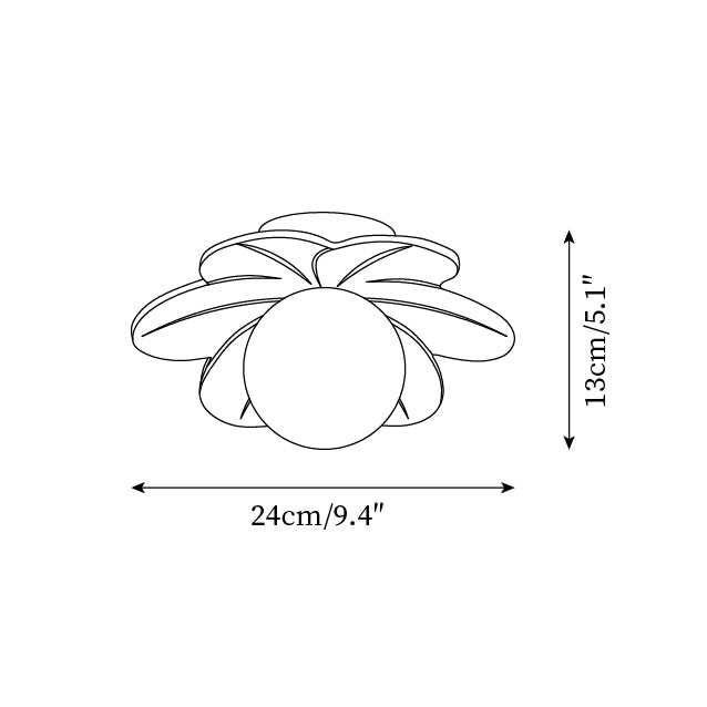 Plafón de techo en forma de flor Florina – medidas Ø 24 × 13 cm