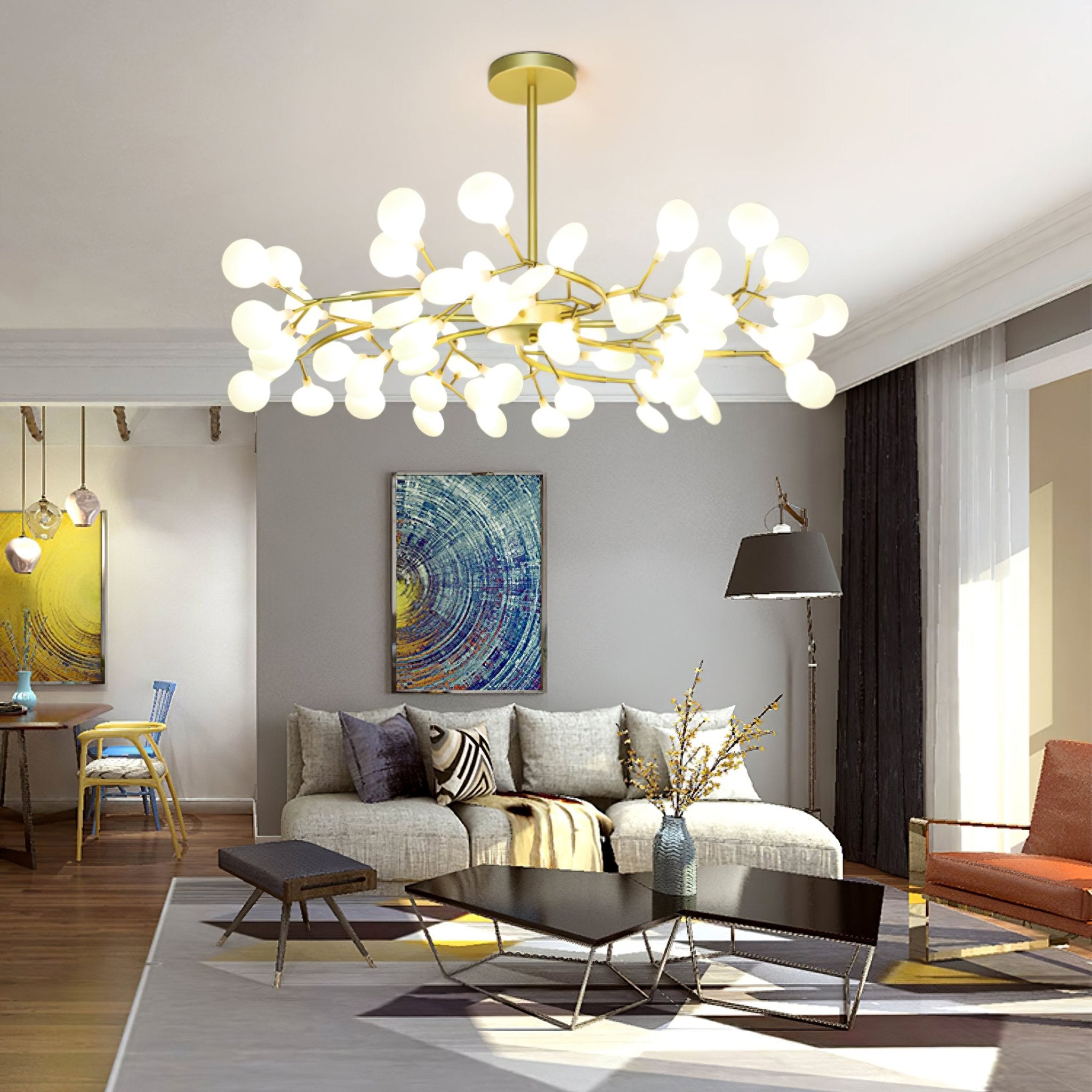 Chandeliers de Diseño Moderno con Forma de Satélite y Efecto Luciérnaga – Varios Tamaños Disponibles 6