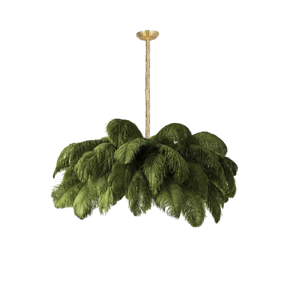 Chandeliers de Plumas de Avestruz Extra Grande con Base de Latón – Iluminación de Lujo 11