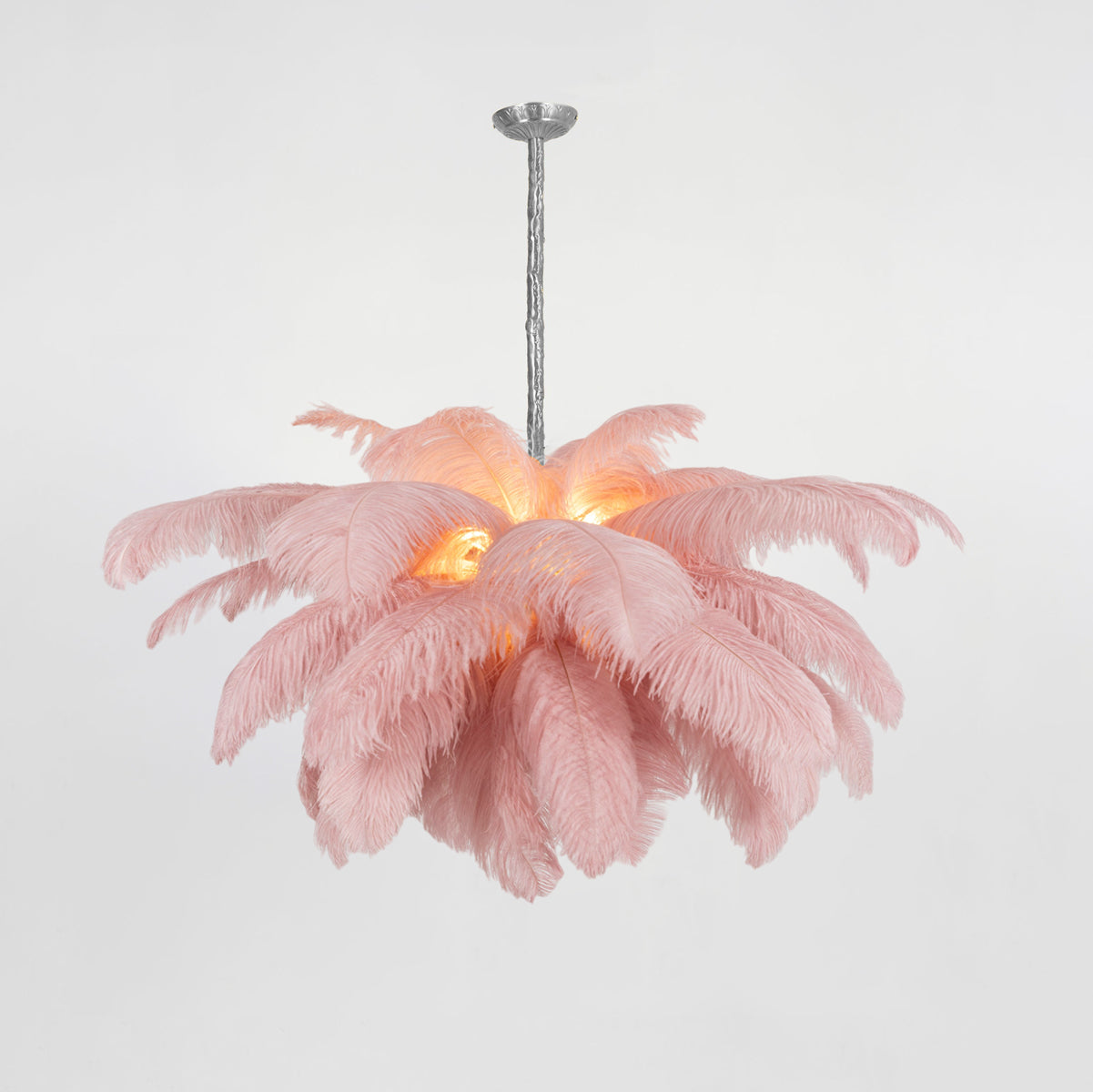 Chandeliers de Plumas de Avestruz Extra Grande con Base de Latón – Iluminación de Lujo 12