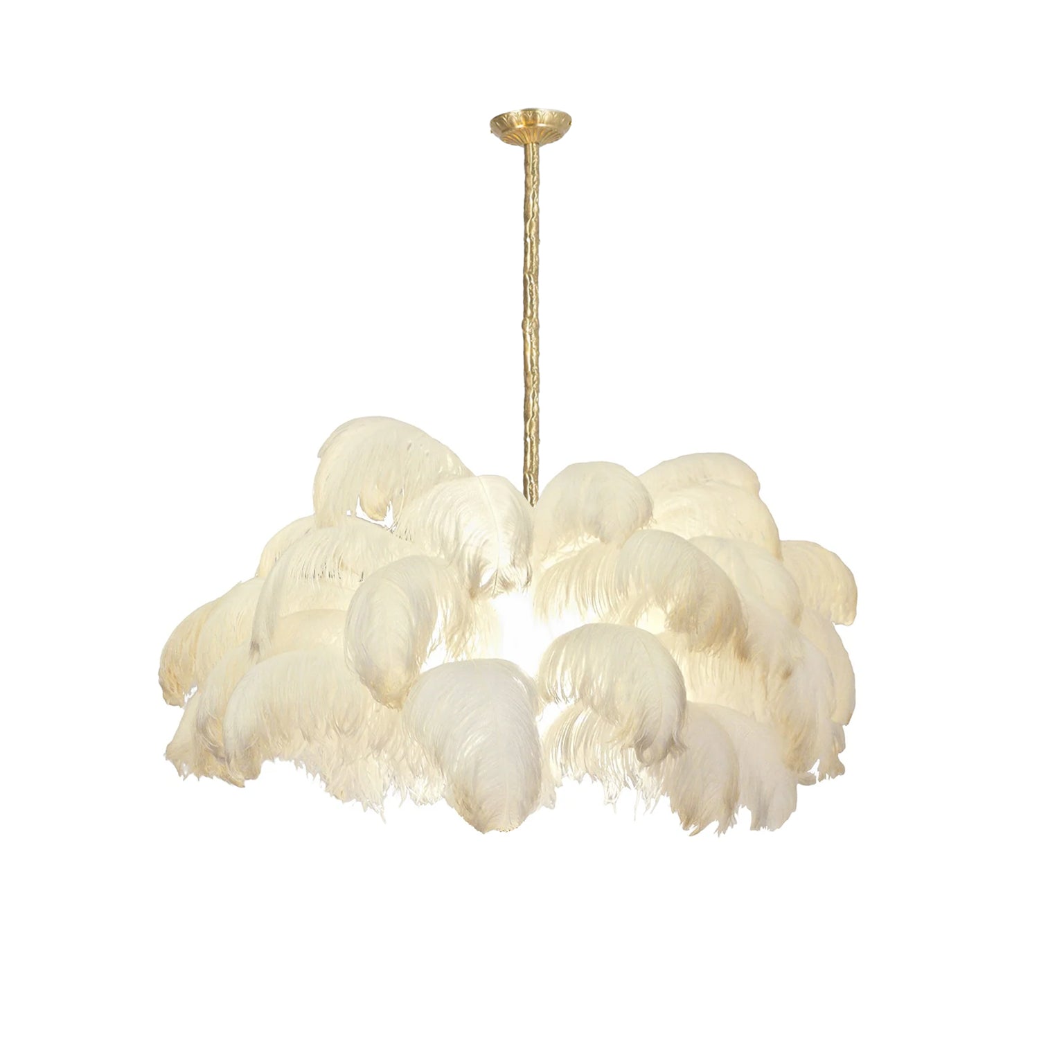 Chandeliers de Plumas de Avestruz Extra Grande con Base de Latón – Iluminación de Lujo 19