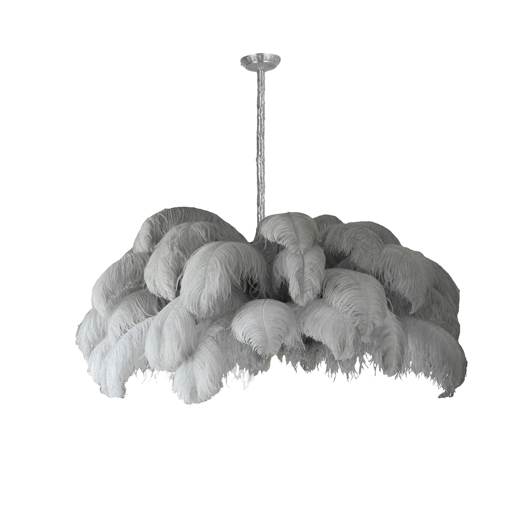 Chandeliers de Plumas de Avestruz Extra Grande con Base de Latón – Iluminación de Lujo 23