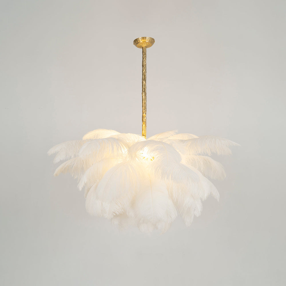 Chandeliers de Plumas de Avestruz Extra Grande con Base de Latón – Iluminación de Lujo 28