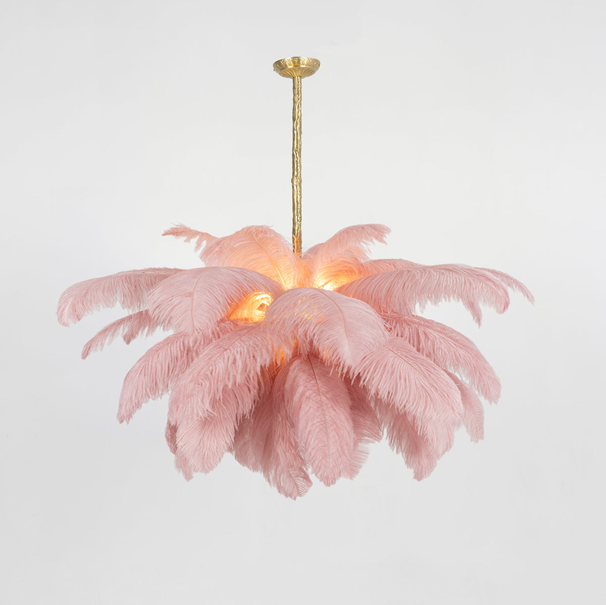 Chandeliers de Plumas de Avestruz Extra Grande con Base de Latón – Iluminación de Lujo 29