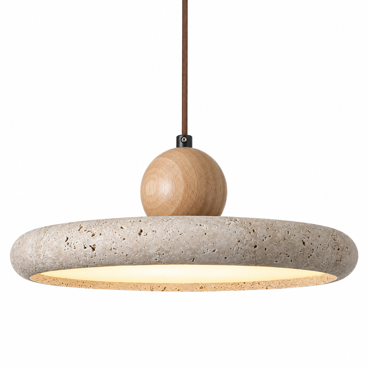 Lámpara colgante de travertino Marmela sobre una mesa de comedor – imagen 5