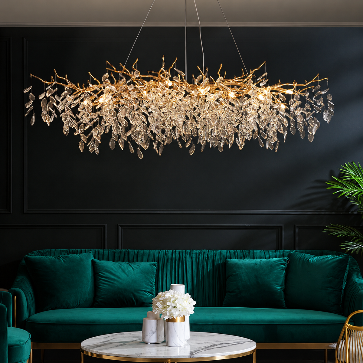 Lámpara de araña de cristal Rocalla en un comedor elegante – imagen 3