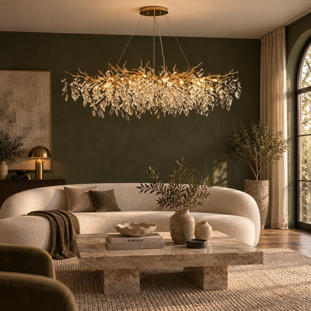 Lámpara de araña de cristal Rocalla en un comedor elegante – imagen 6