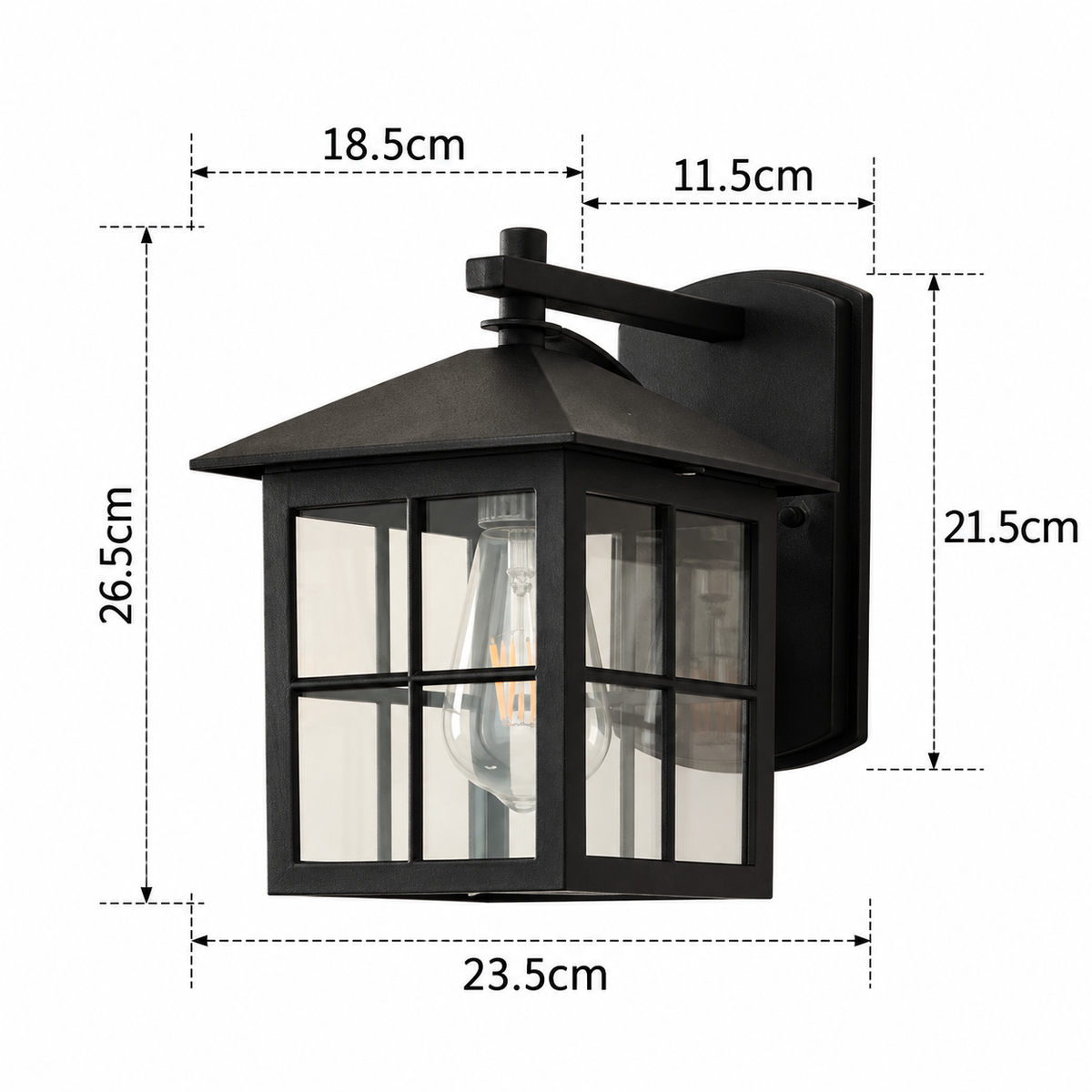 Farol de pared exterior Nubaro – medidas en centímetros