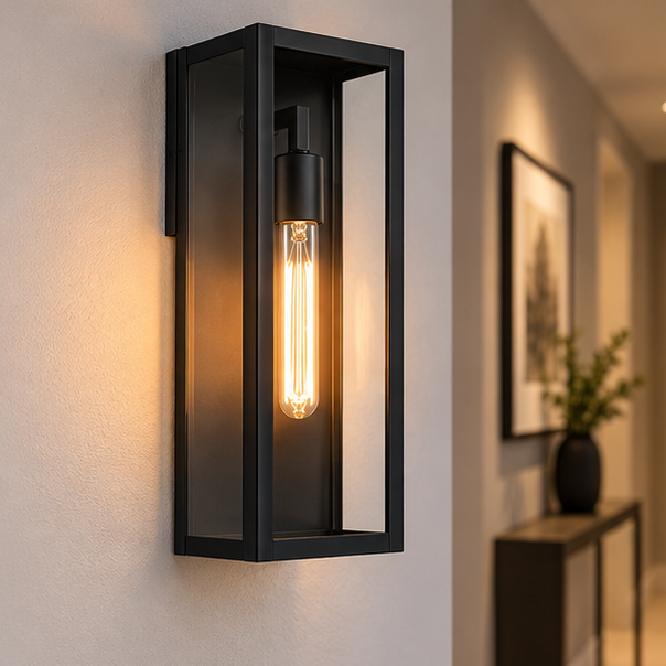 Farol de pared exterior Kelina junto a la puerta de entrada – imagen 4