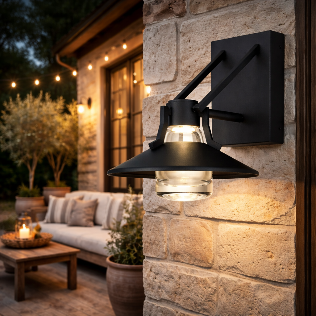 Aplique de pared exterior de cristal Gemara junto a una entrada – imagen 4