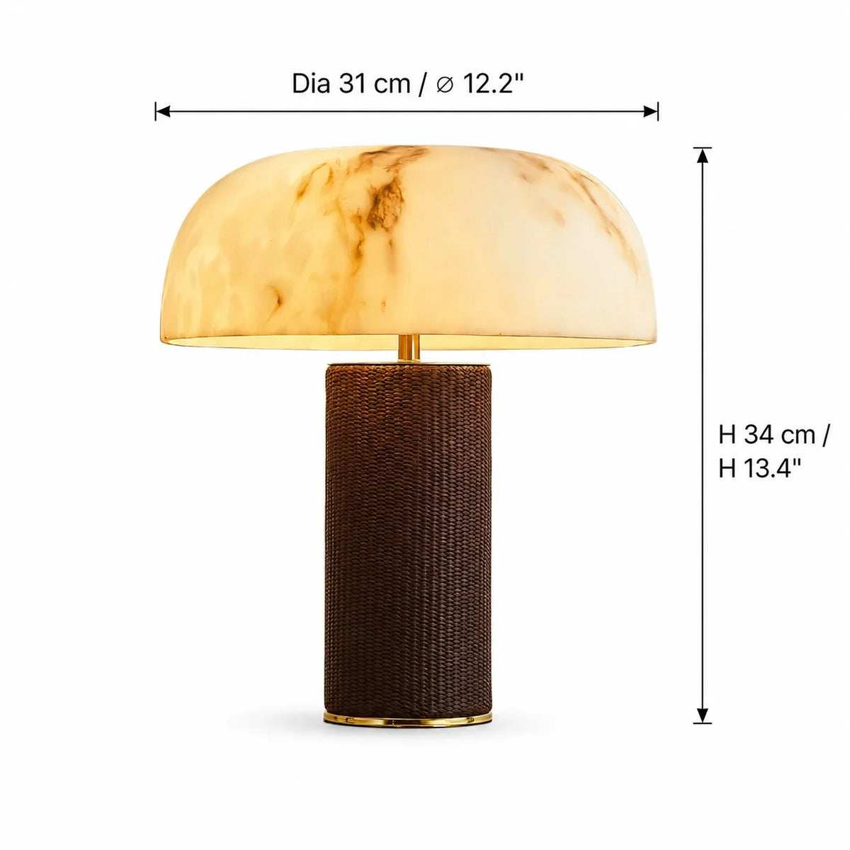 Lámpara de mesa Yesalba – con medidas en cm