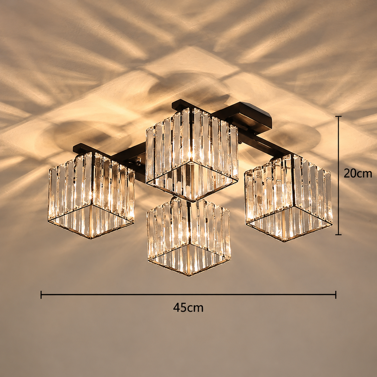 Clarva - Lámpara de Techo de Cristal de Lujo en Oro para Dormitorio - Iluminación Elegante