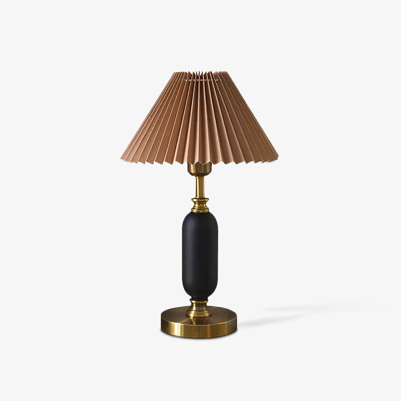 Lámpara de mesa vintage Rufela – pantalla marrón vista de frente