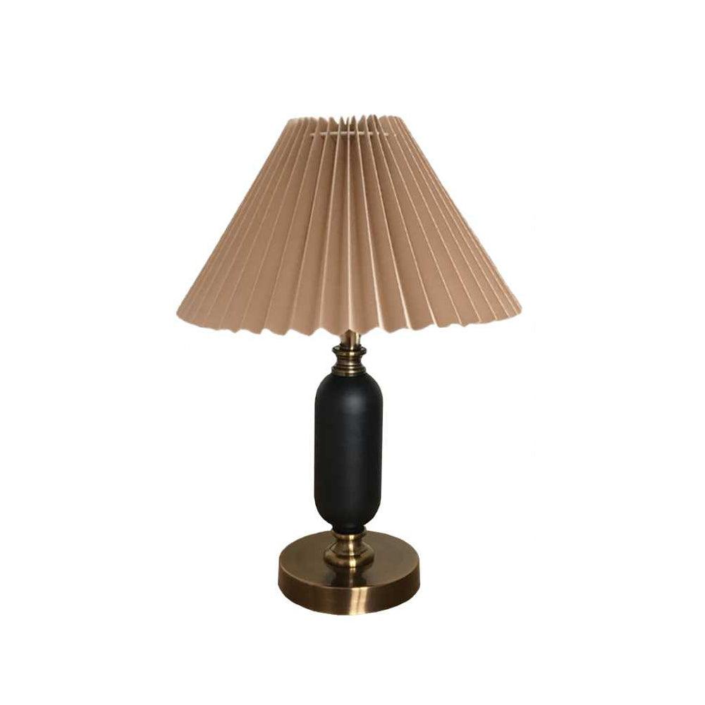 Lámpara de mesa vintage Rufela – pantalla marrón y pie negro