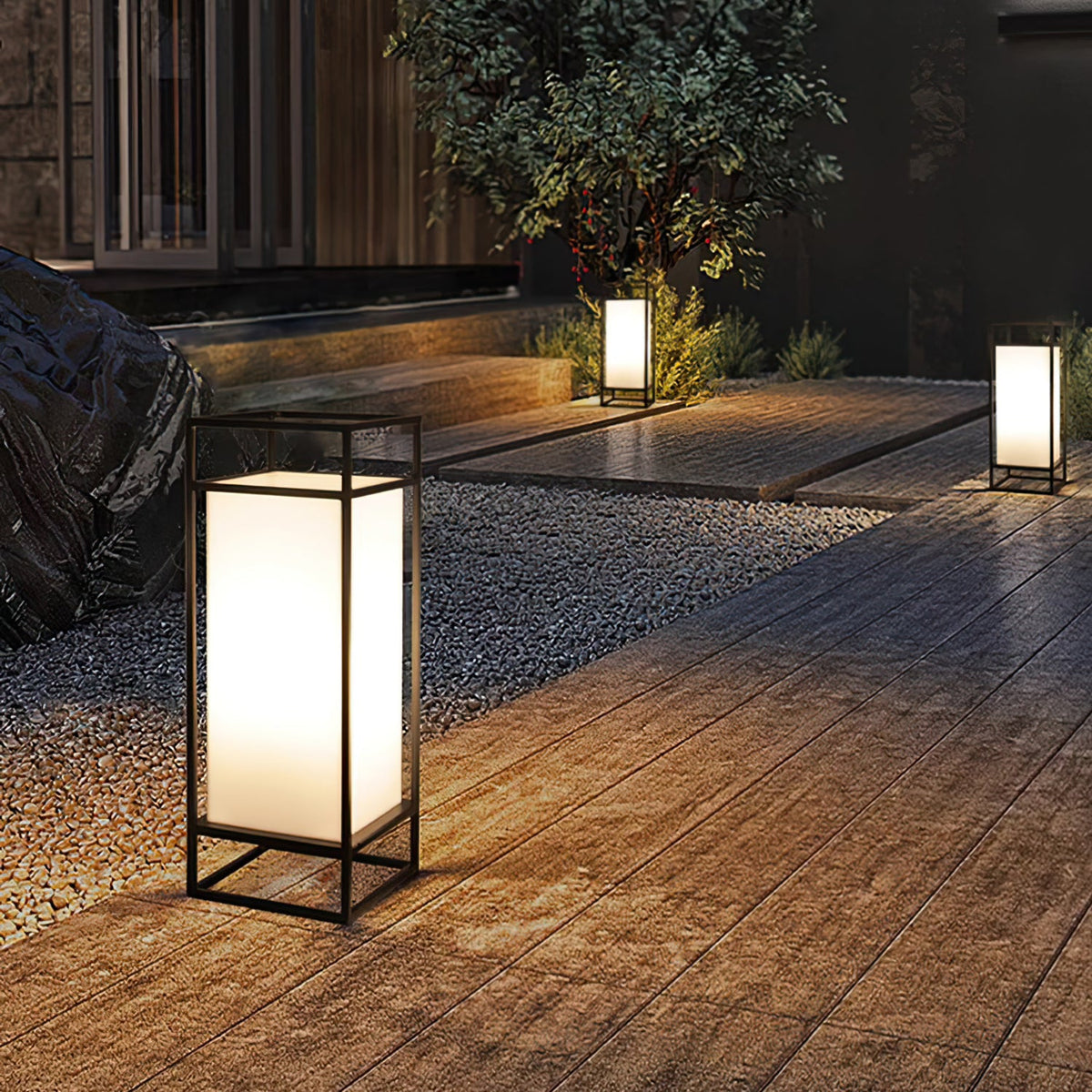 Farol de mesa para exterior Candilo en una terraza al anochecer – imagen 14
