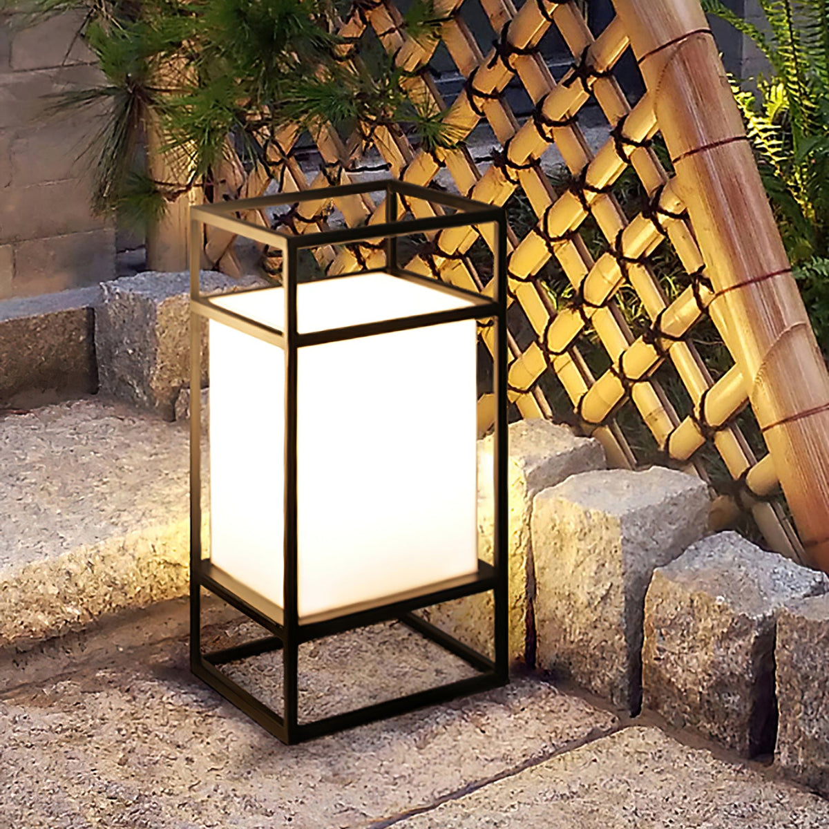 Farol de mesa para exterior Candilo en una terraza al anochecer – imagen 6