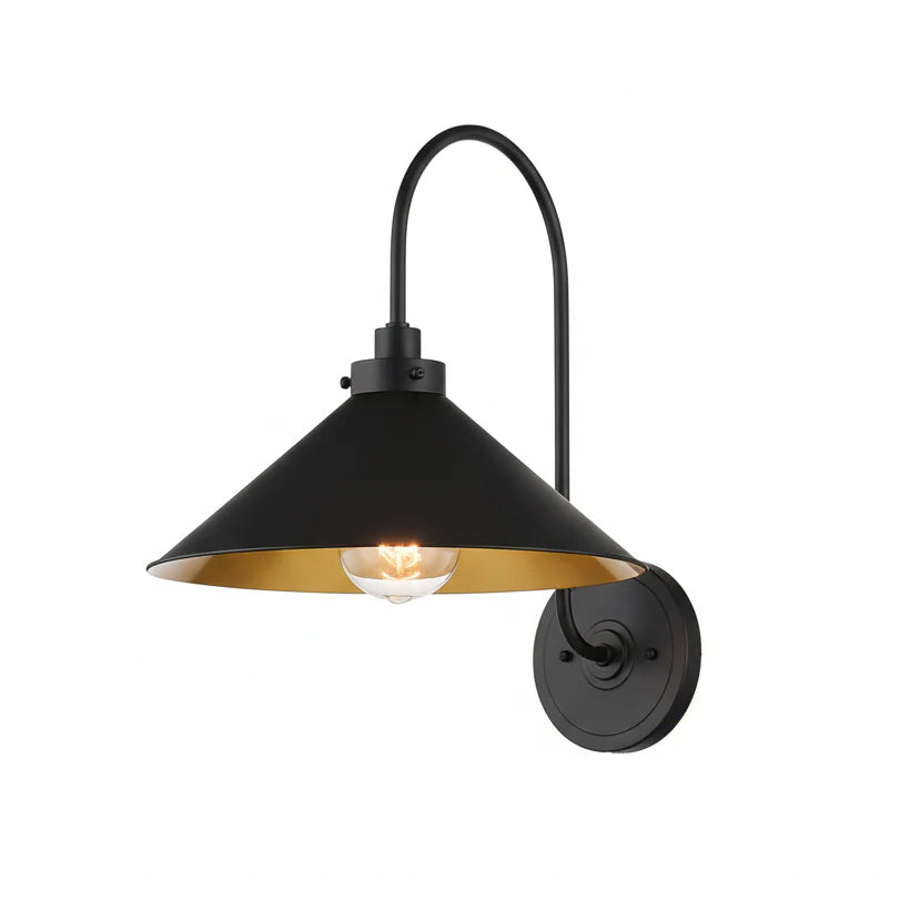 Aplique de pared con brazo de cuello de cisne Garzela – negro