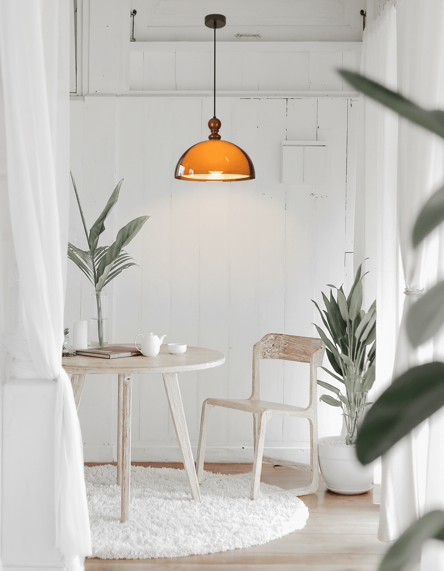 Lámpara colgante ámbar y madera Dorela – vista principal