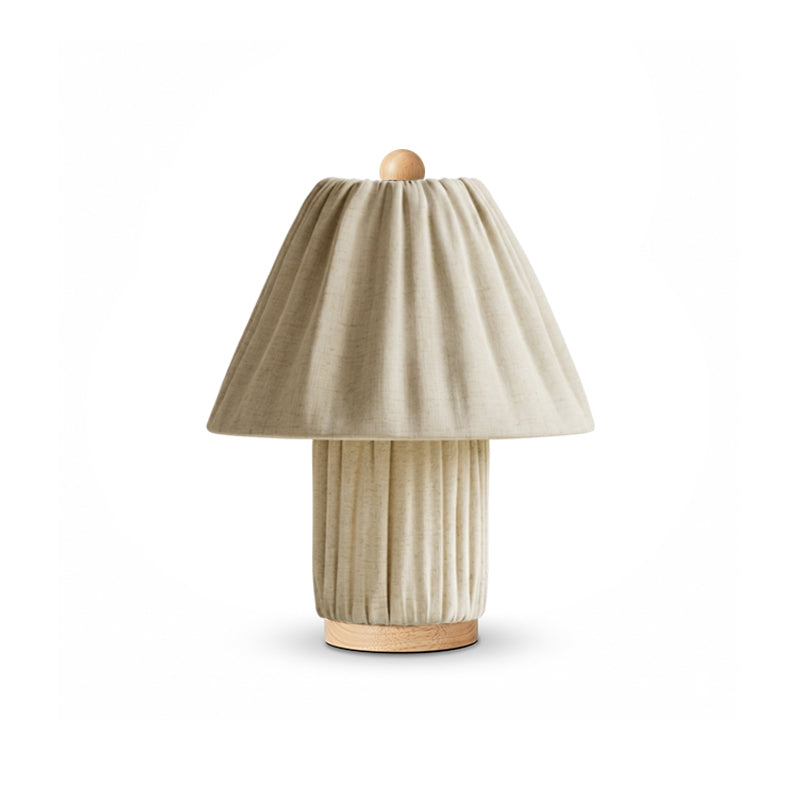 Doblina - Lámpara de Mesa de Tela Plisada en Lino o Verde Estilo Retro