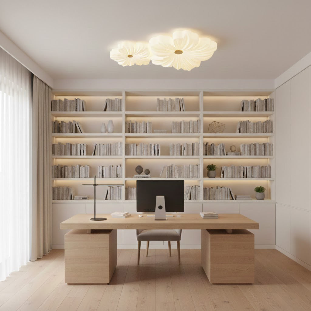 Lámpara de techo LED en forma de flor Petalina en un dormitorio luminoso – imagen 9