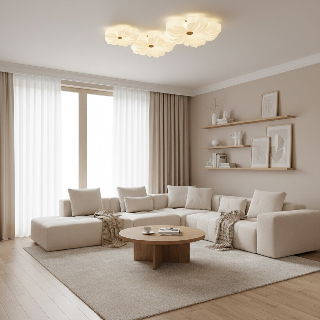 Lámpara de techo LED en forma de flor Petalina en un dormitorio luminoso – imagen 13
